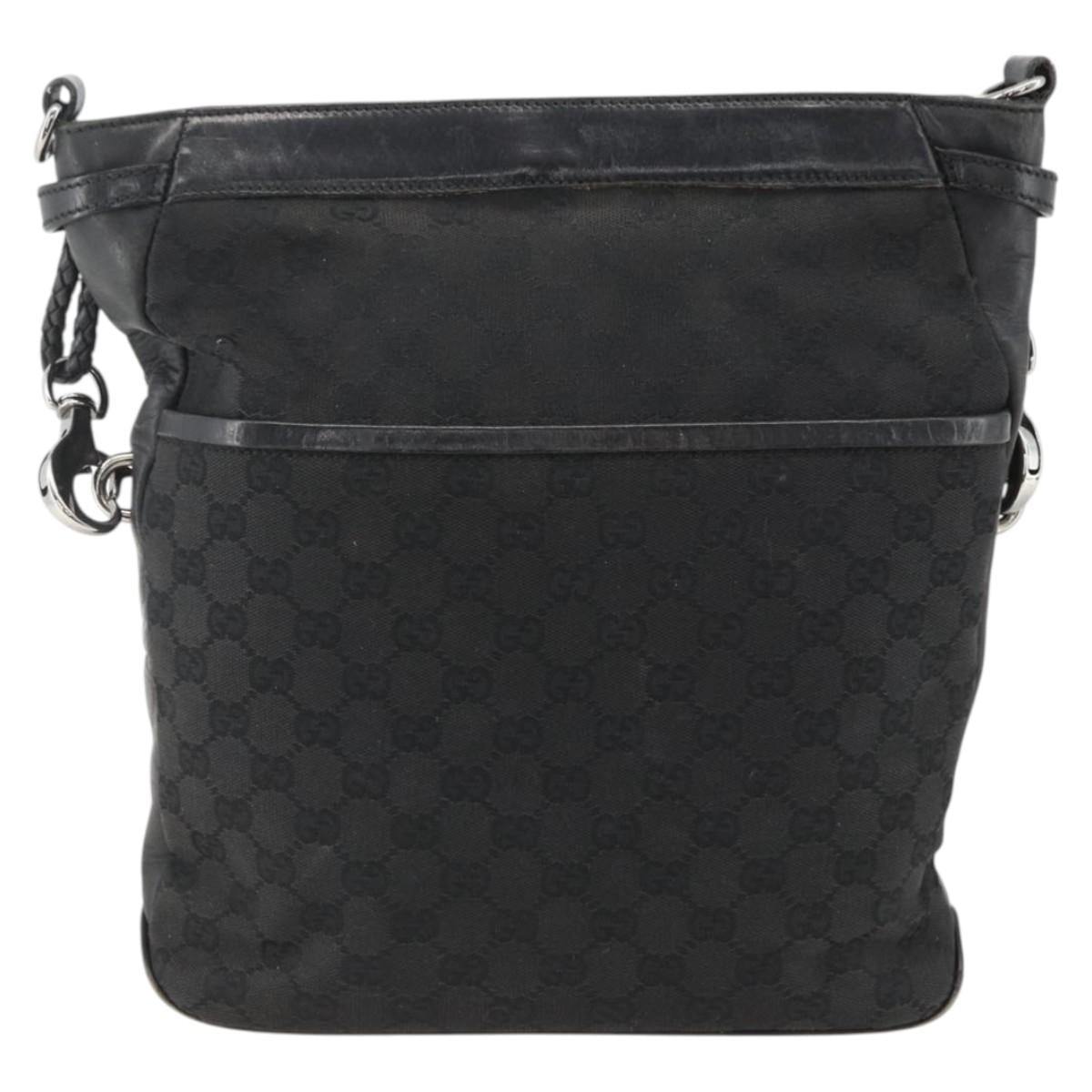 GUCCI GG Canvas Shoulder Bag Black Silver 109097 Auth 172771