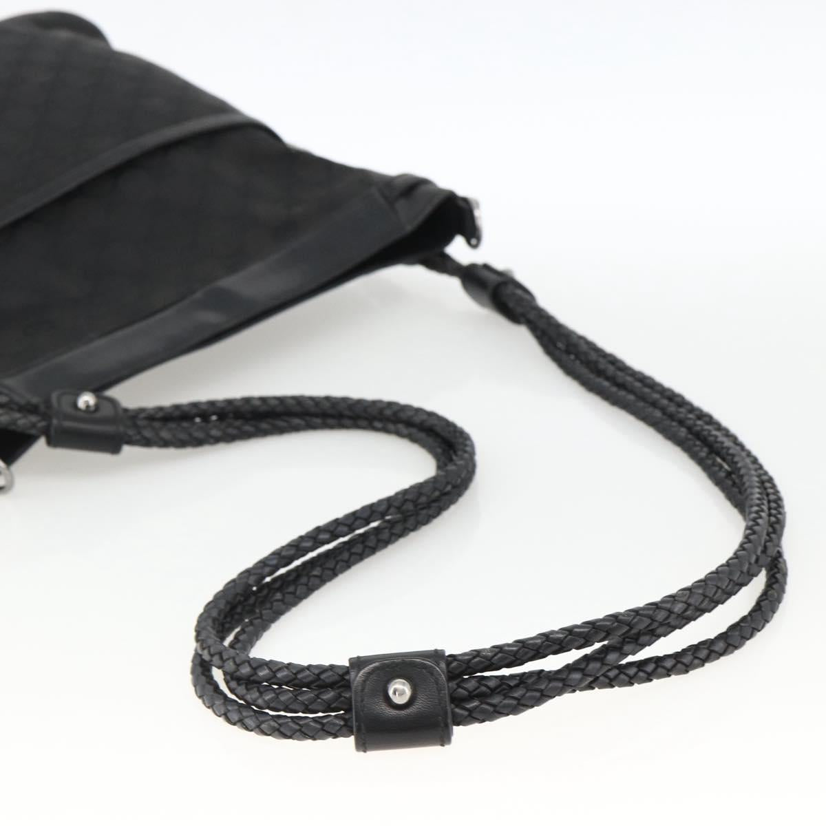 GUCCI GG Canvas Shoulder Bag Black Silver 109097 Auth 172771