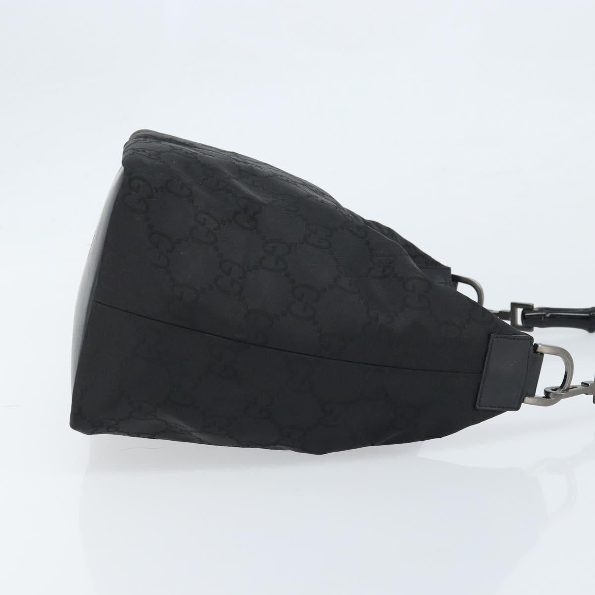 GUCCI GG Canvas Bamboo Shoulder Bag Nylon Black Silver 000 0531 Auth 172773
