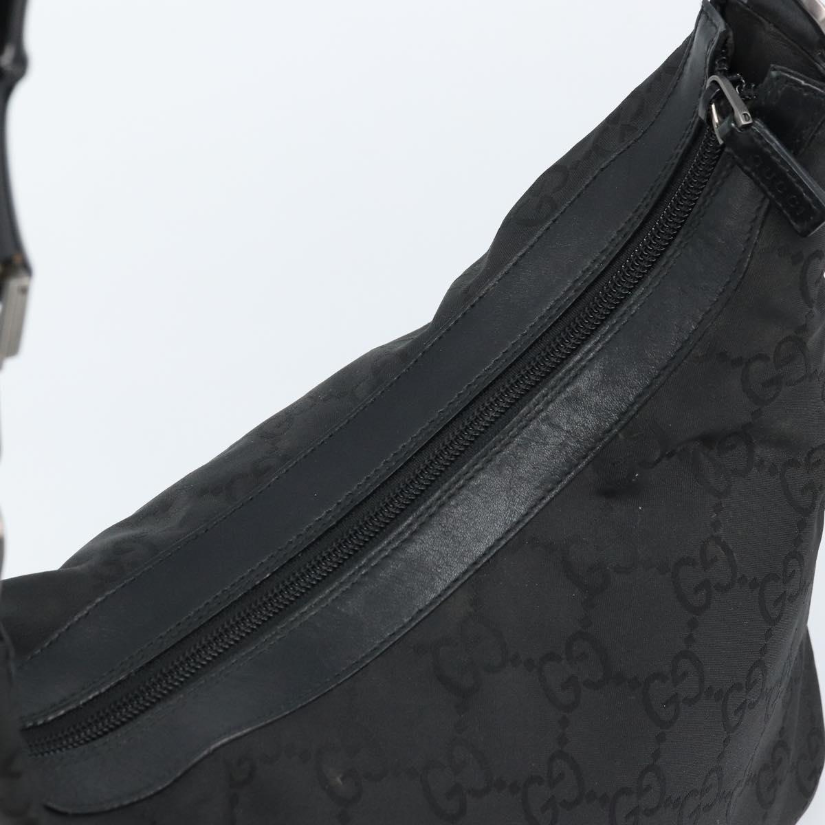 GUCCI GG Canvas Bamboo Shoulder Bag Nylon Black Silver 000 0531 Auth 172773
