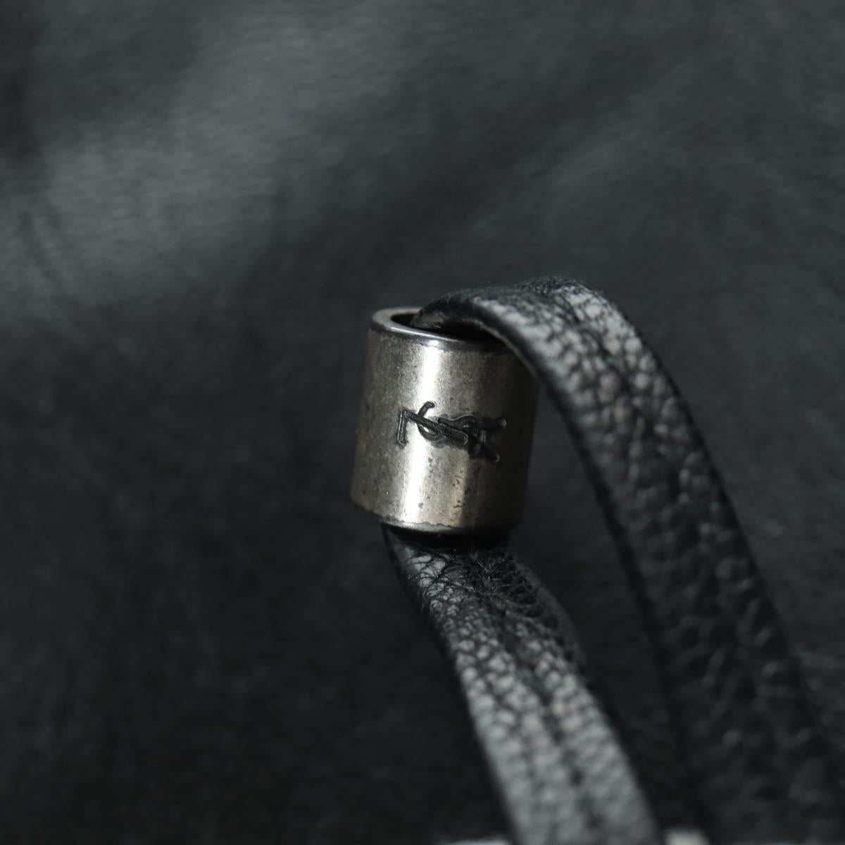 SAINT LAURENT Shoulder Bag Leather Black Silver Auth 172776V