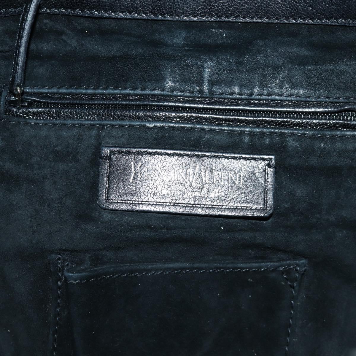 SAINT LAURENT Shoulder Bag Leather Black Silver Auth 172776V