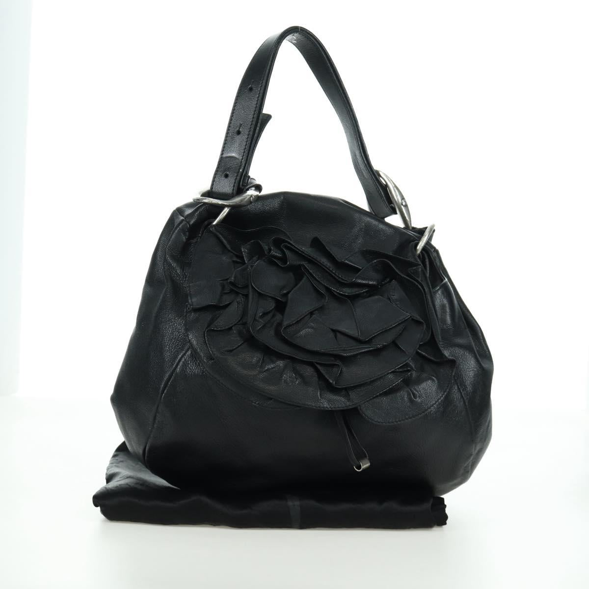 SAINT LAURENT Shoulder Bag Leather Black Silver Auth 172776V