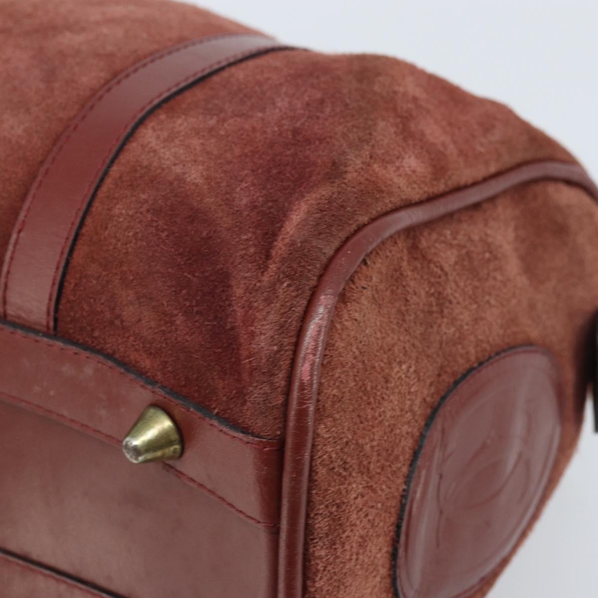 CARTIER Must Line Hand Bag Leather Bordeaux Gold Auth 172781