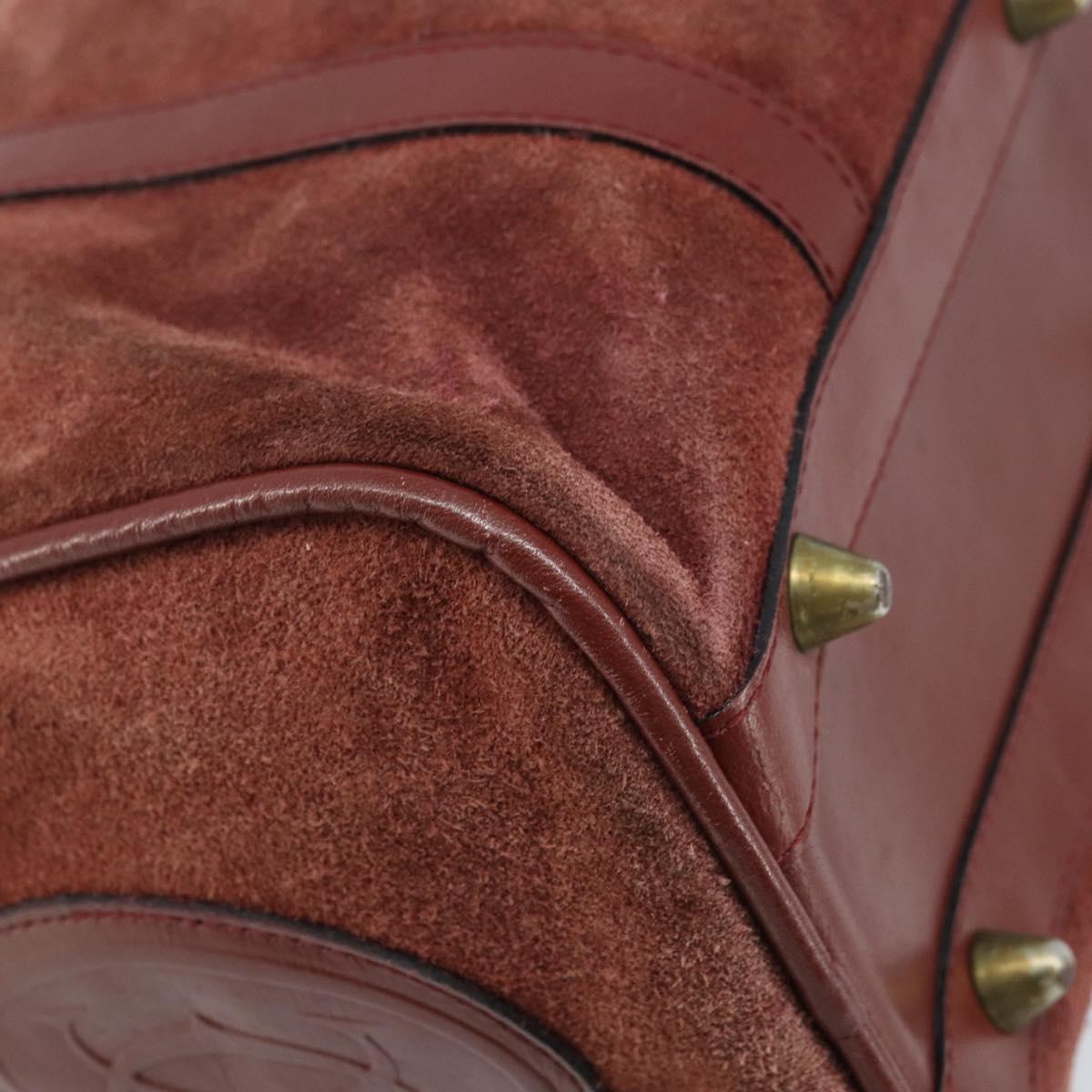 CARTIER Must Line Hand Bag Leather Bordeaux Gold Auth 172781