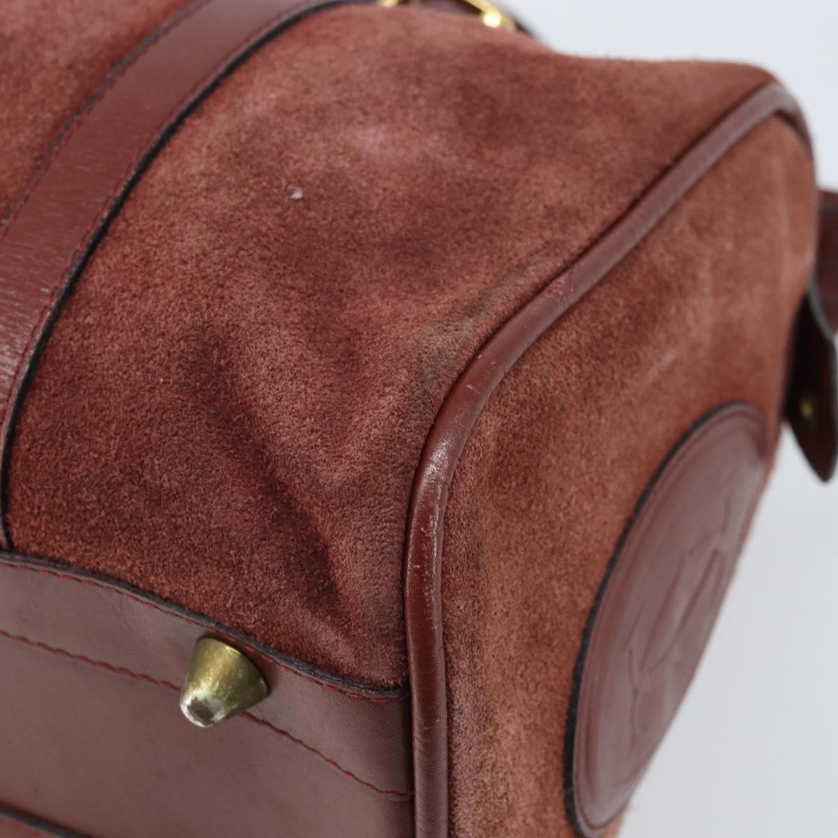 CARTIER Must Line Hand Bag Leather Bordeaux Gold Auth 172781