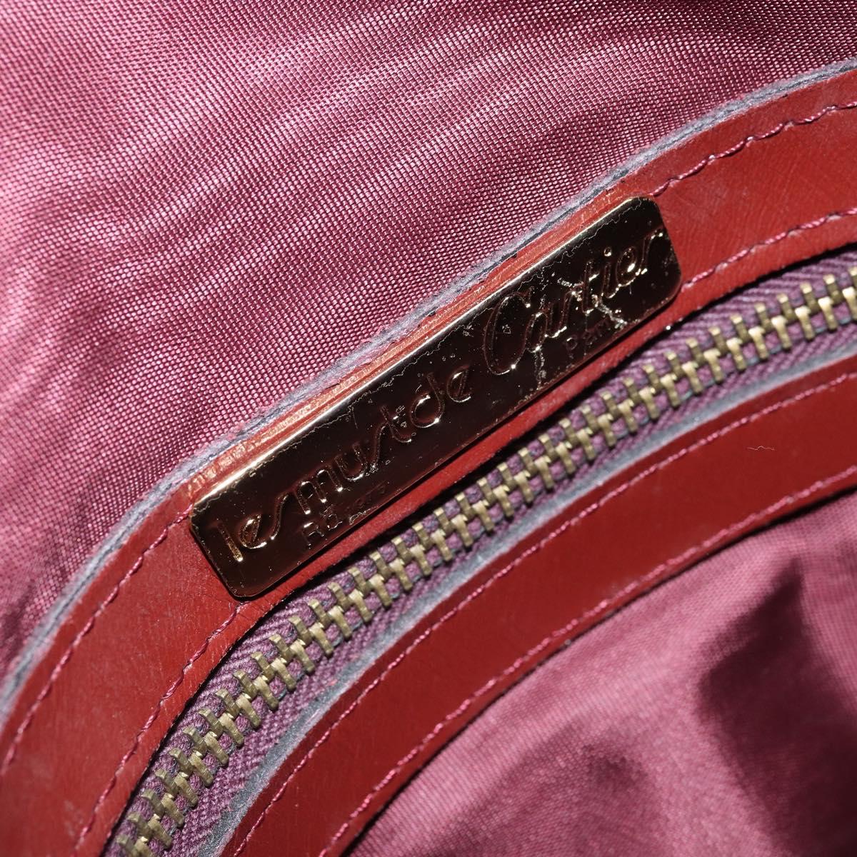 CARTIER Must Line Hand Bag Leather Bordeaux Gold Auth 172781