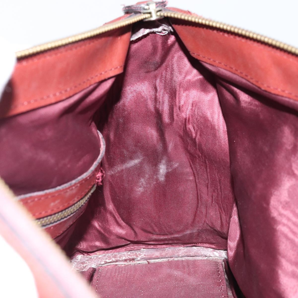 CARTIER Must Line Hand Bag Leather Bordeaux Gold Auth 172781