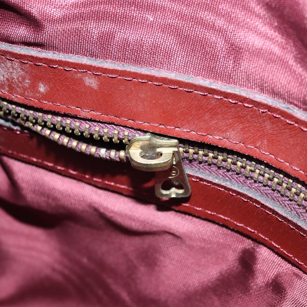 CARTIER Must Line Hand Bag Leather Bordeaux Gold Auth 172781