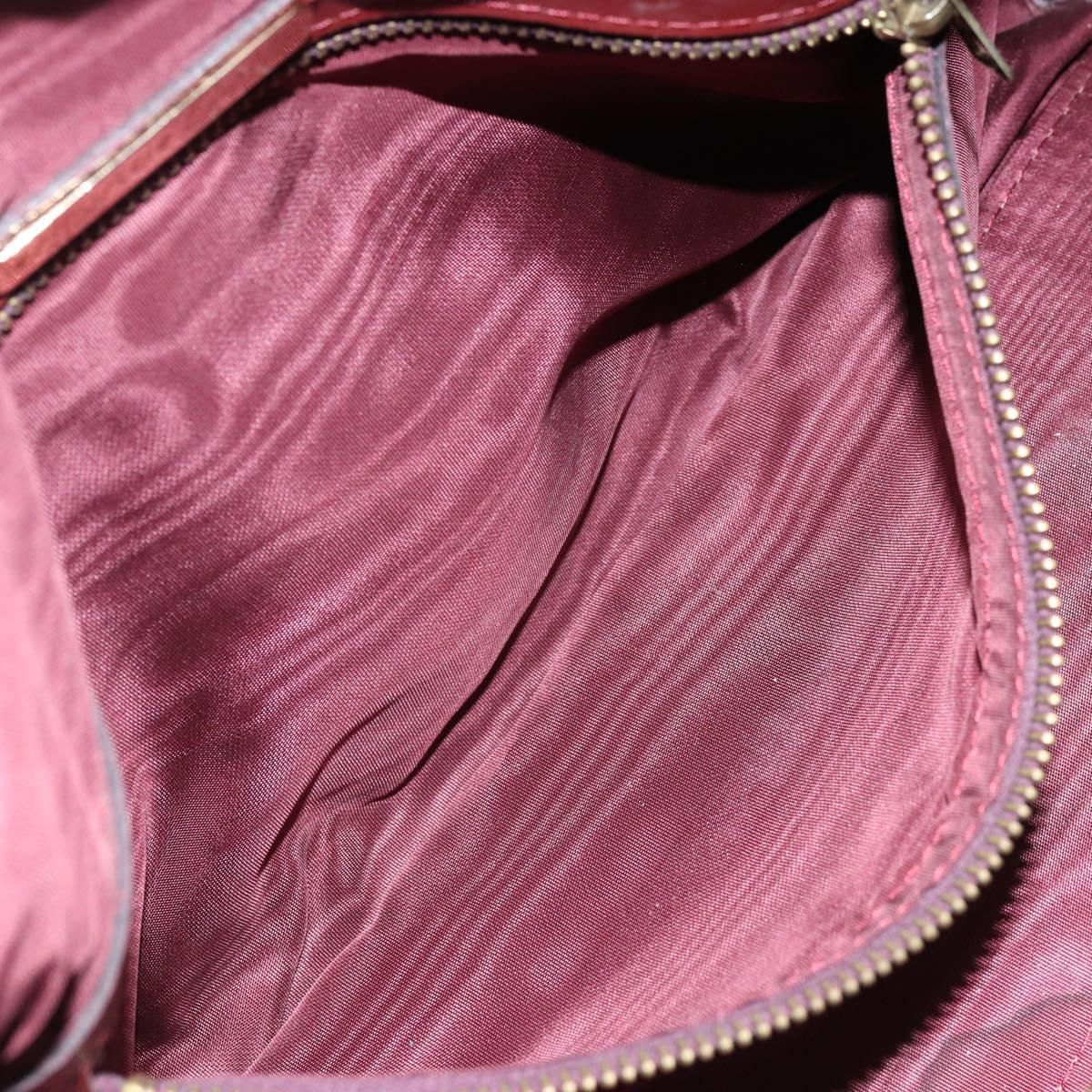 CARTIER Must Line Hand Bag Leather Bordeaux Gold Auth 172781