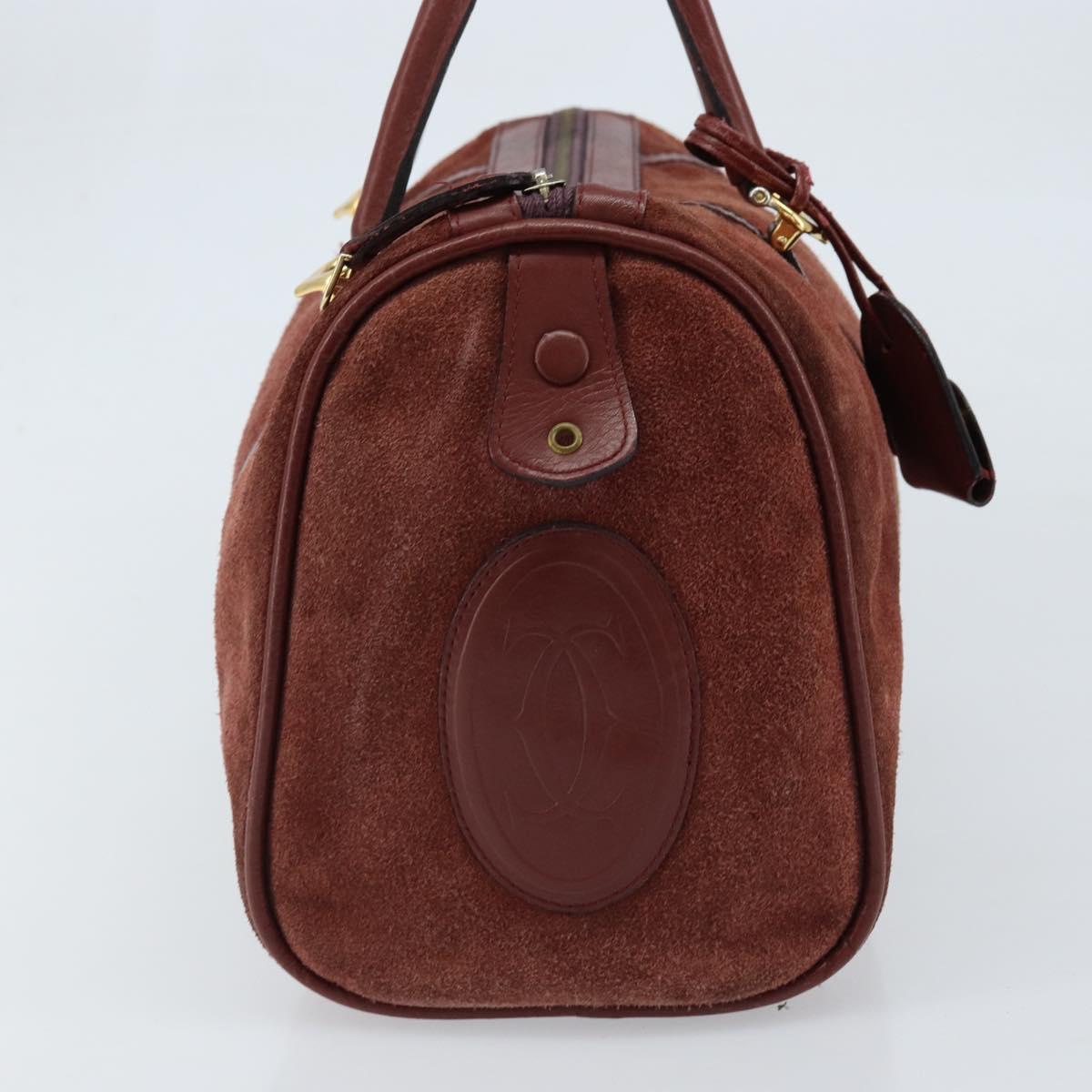CARTIER Must Line Hand Bag Leather Bordeaux Gold Auth 172781