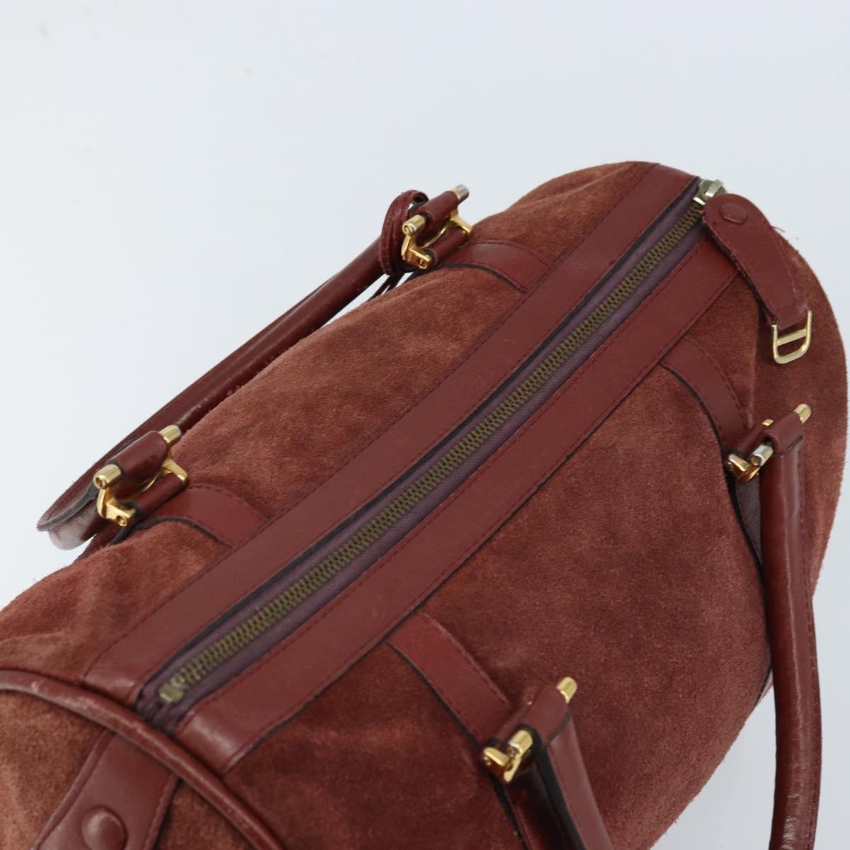 CARTIER Must Line Hand Bag Leather Bordeaux Gold Auth 172781