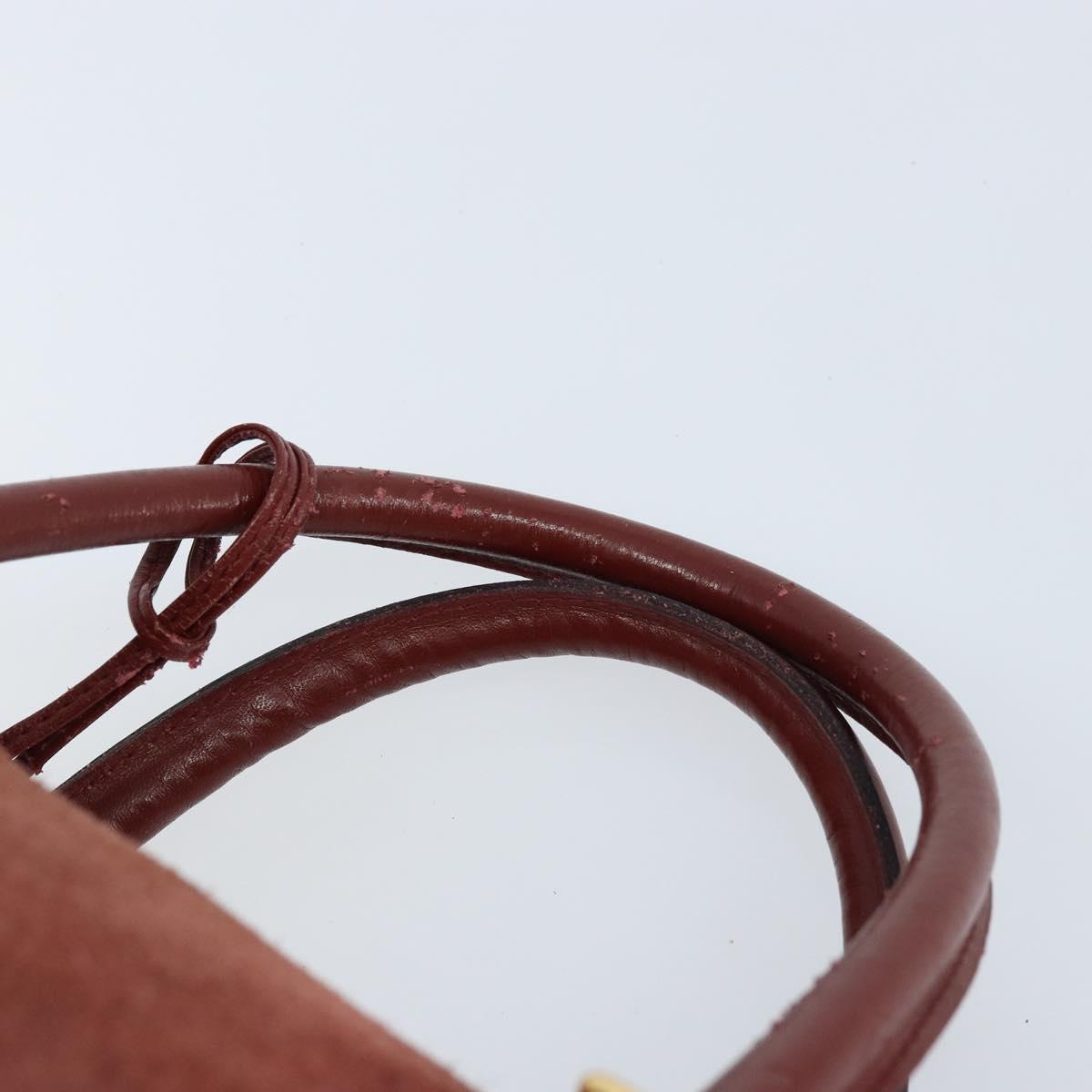 CARTIER Must Line Hand Bag Leather Bordeaux Gold Auth 172781