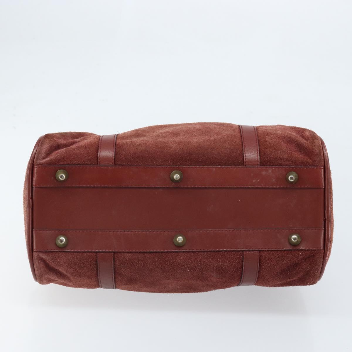 CARTIER Must Line Hand Bag Leather Bordeaux Gold Auth 172781