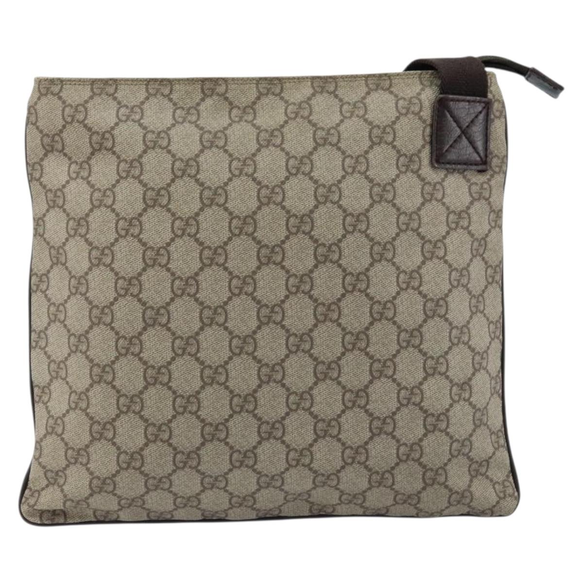 GUCCI GG Supreme Shoulder Bag PVC Beige Silver 141626 Auth 172783