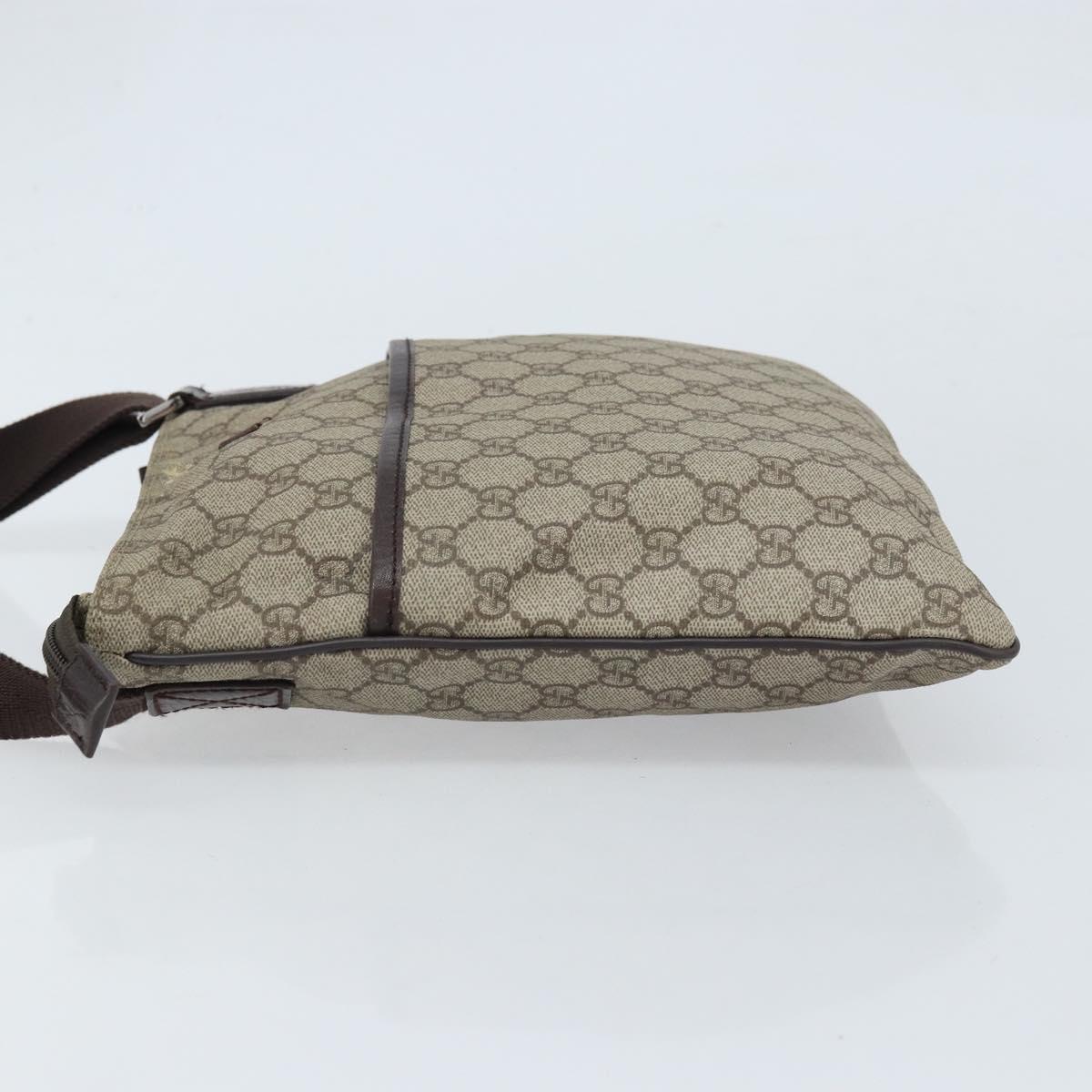 GUCCI GG Supreme Shoulder Bag PVC Beige Silver 141626 Auth 172783
