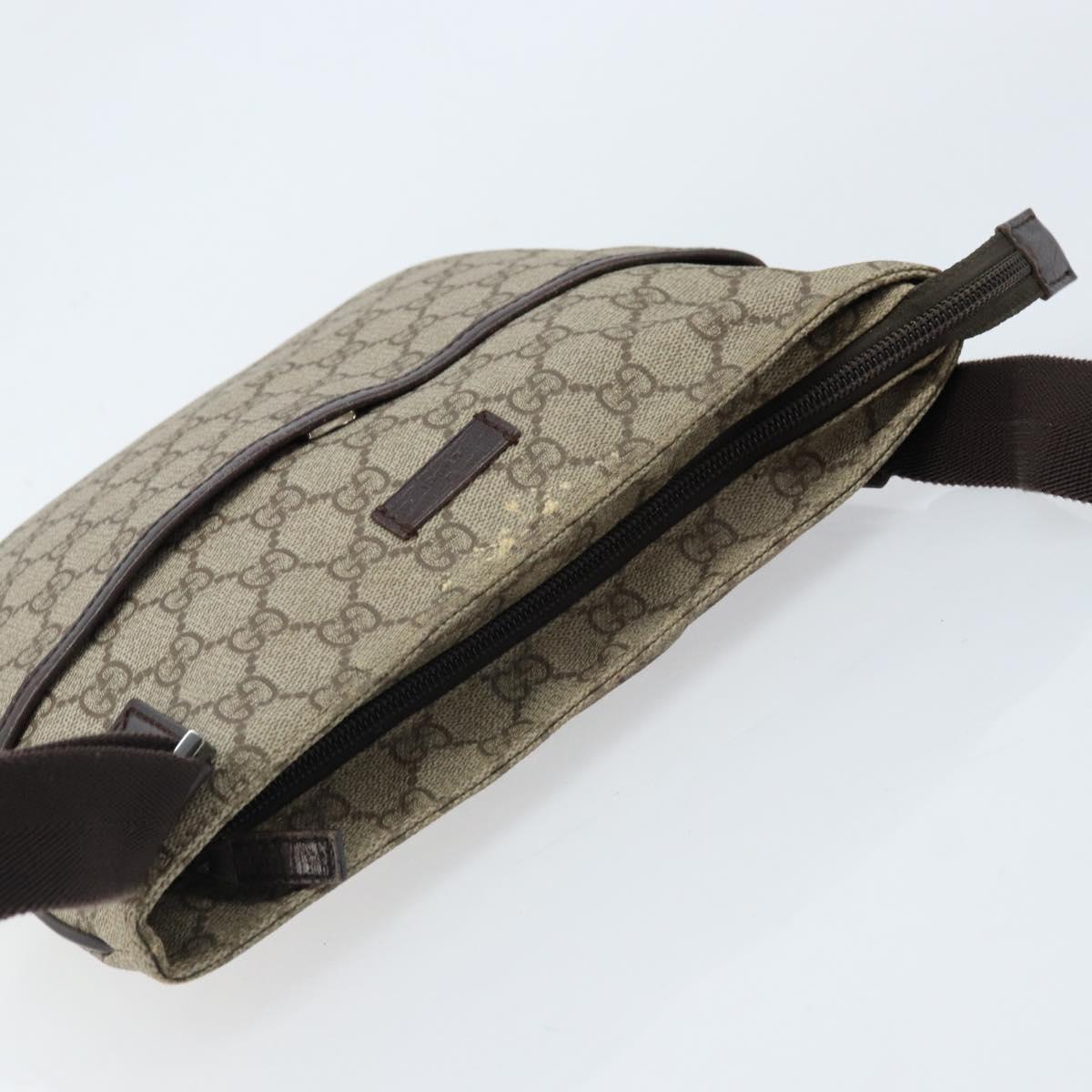 GUCCI GG Supreme Shoulder Bag PVC Beige Silver 141626 Auth 172783