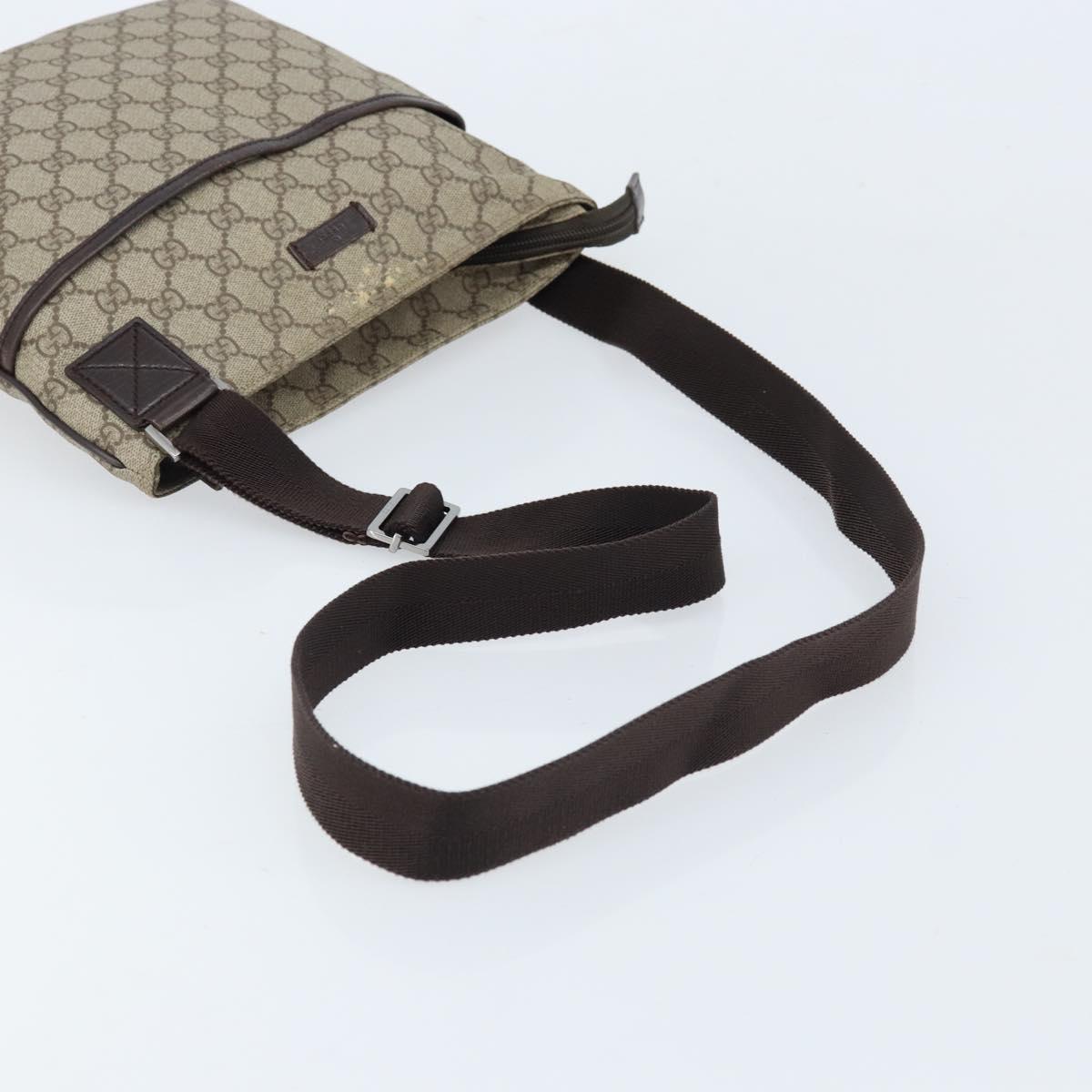 GUCCI GG Supreme Shoulder Bag PVC Beige Silver 141626 Auth 172783