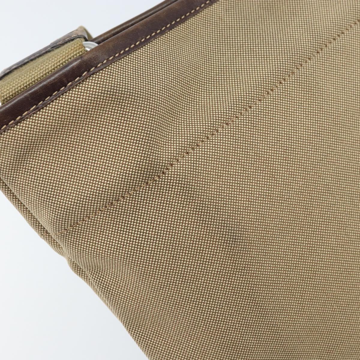 PRADA Shoulder Bag Canvas Beige Silver Auth 172784