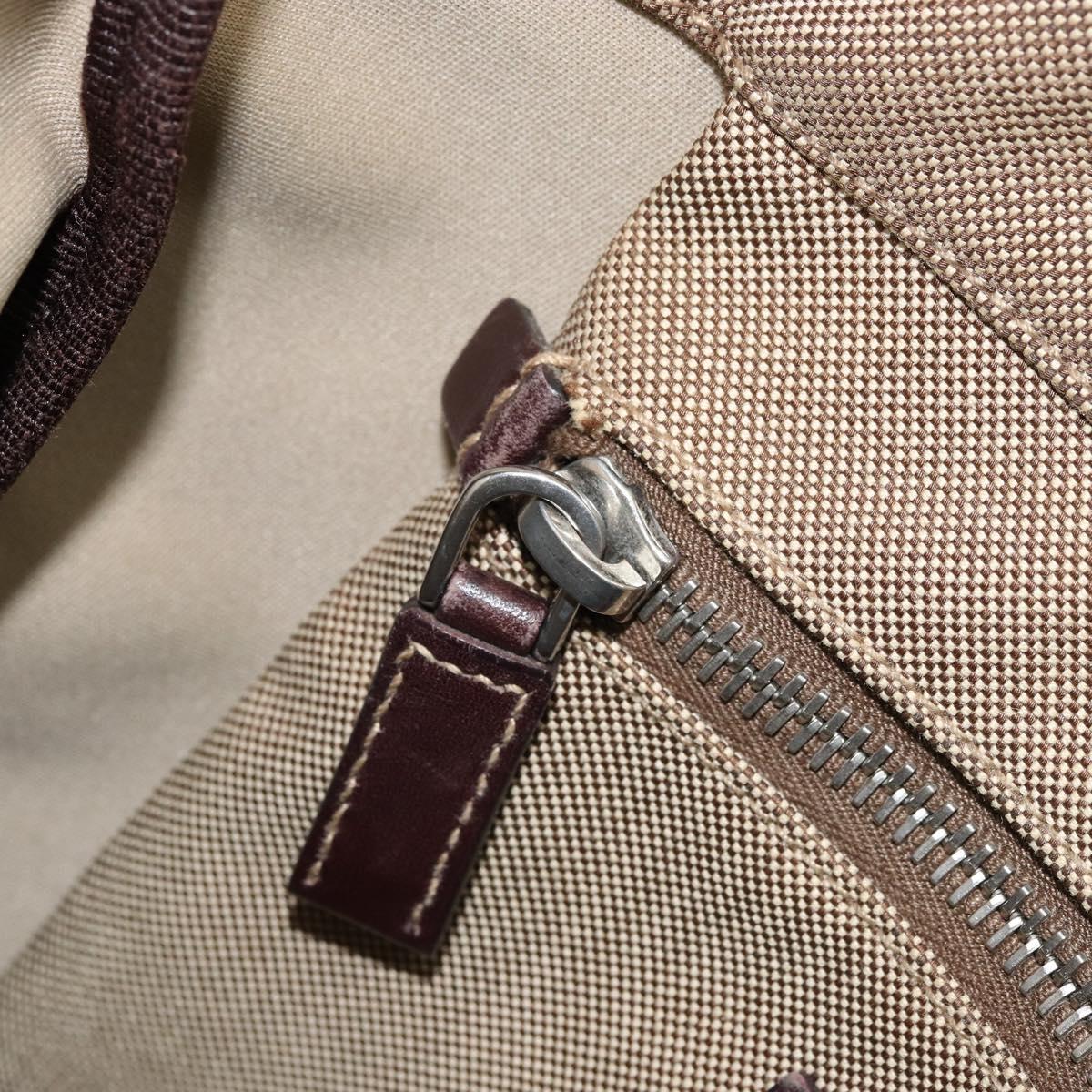 PRADA Shoulder Bag Canvas Beige Silver Auth 172784