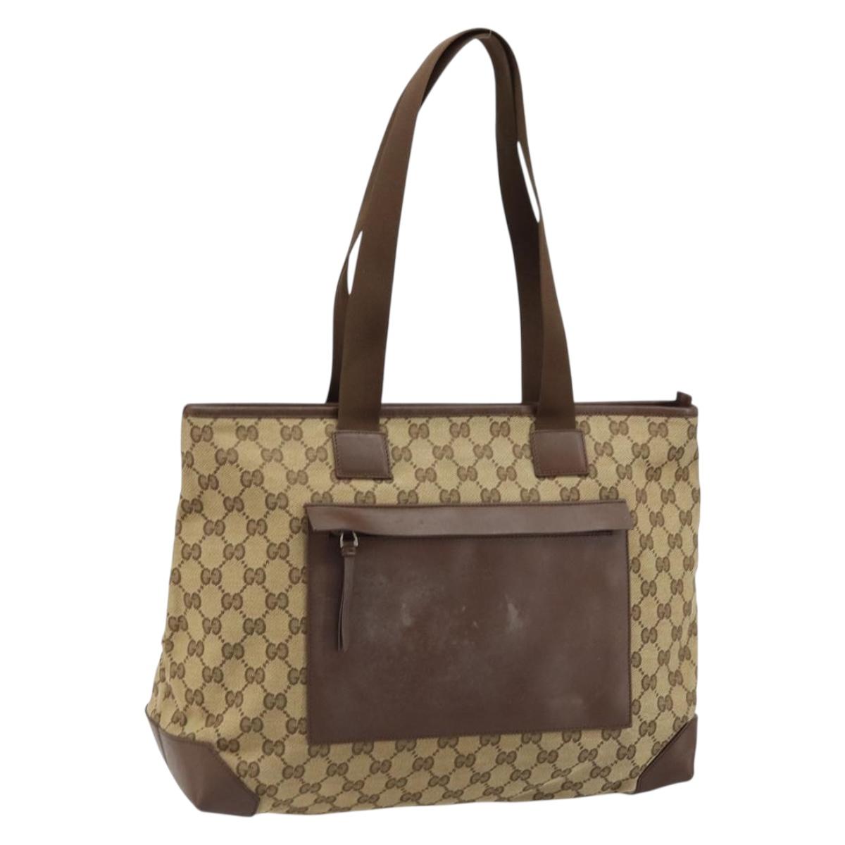 GUCCI GG Canvas Tote Bag Beige Silver 019 0426 3444 Auth 172788