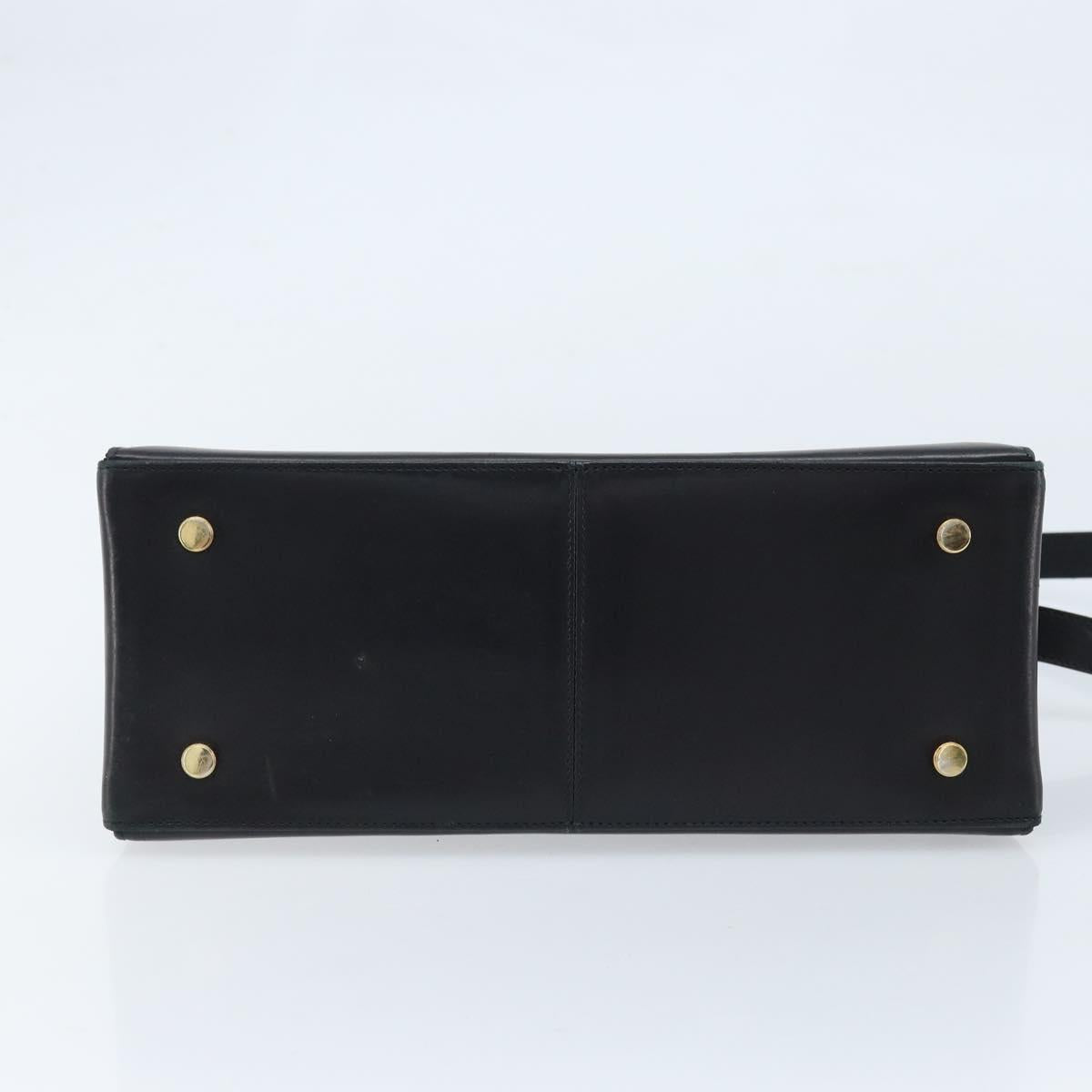 Salvatore Ferragamo Gancini Hand Bag Leather 2way Black Gold Auth 172790