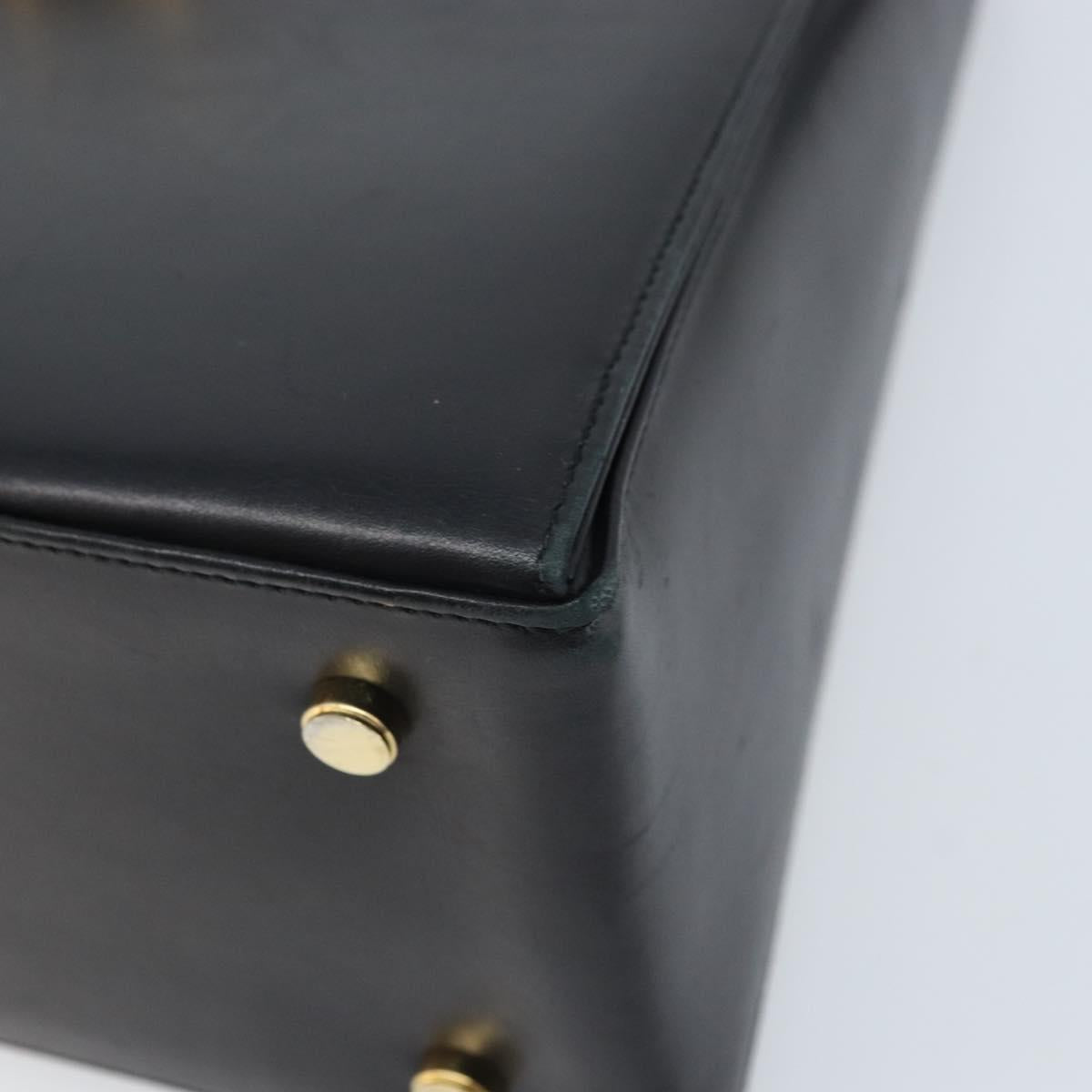 Salvatore Ferragamo Gancini Hand Bag Leather 2way Black Gold Auth 172790