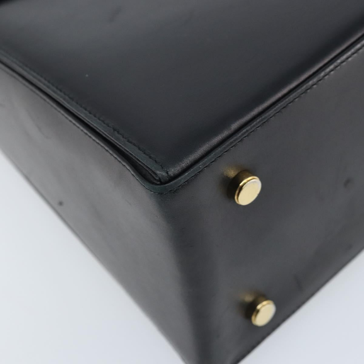 Salvatore Ferragamo Gancini Hand Bag Leather 2way Black Gold Auth 172790