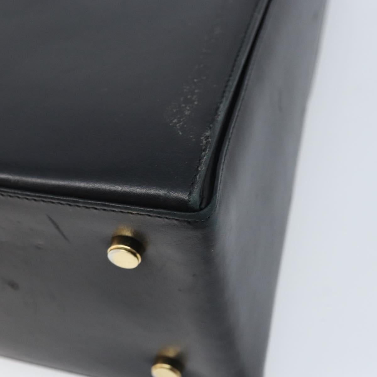 Salvatore Ferragamo Gancini Hand Bag Leather 2way Black Gold Auth 172790