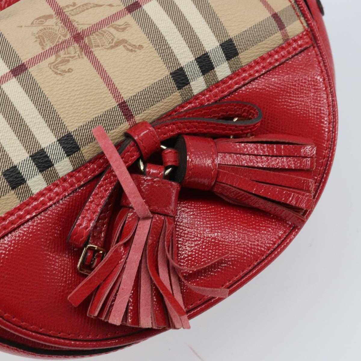 BURBERRY Nova Check Shoulder Bag PVC Beige Gold Auth 172792