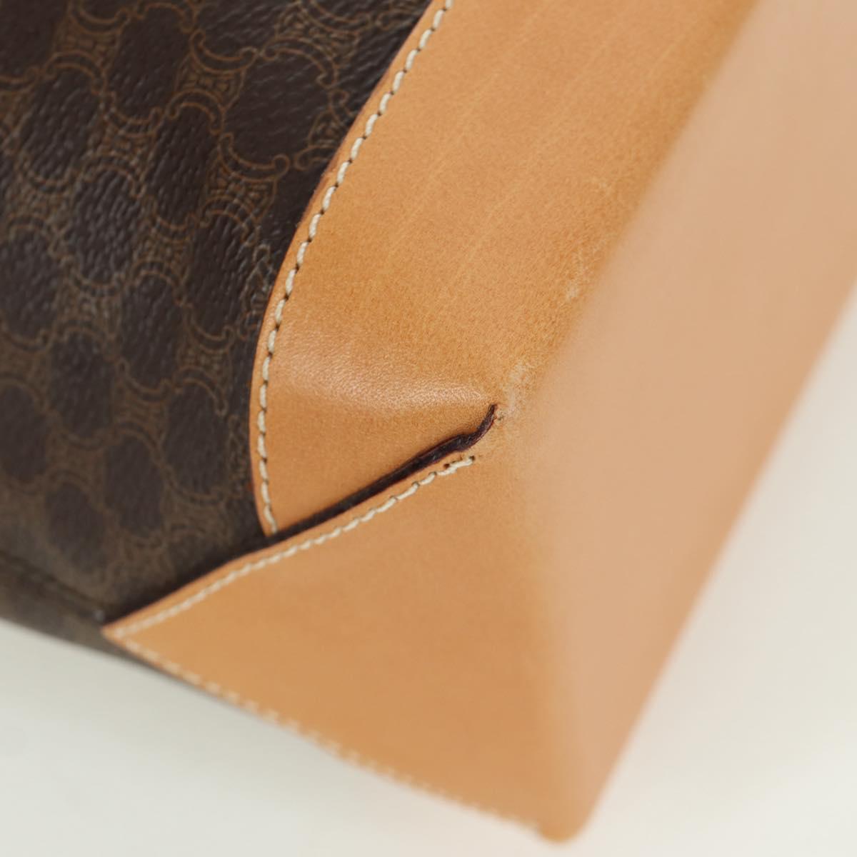 CELINE Macadam Canvas Tote Bag PVC Leather Brown Gold Auth 172793V