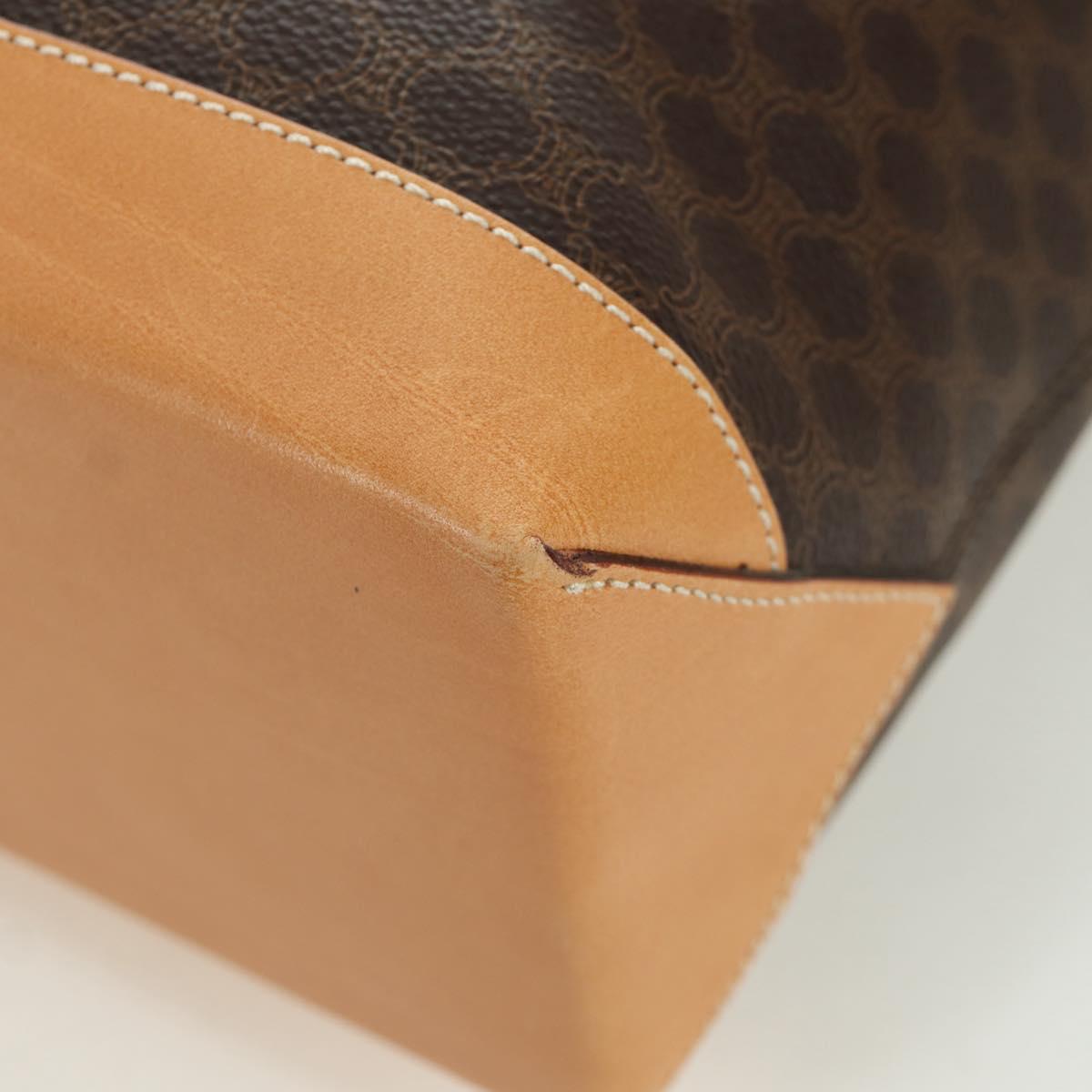 CELINE Macadam Canvas Tote Bag PVC Leather Brown Gold Auth 172793V