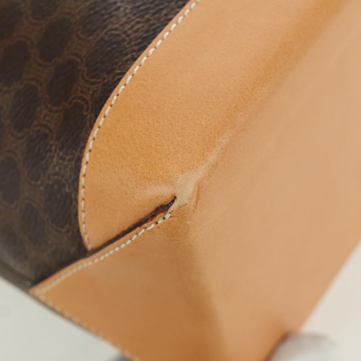 CELINE Macadam Canvas Tote Bag PVC Leather Brown Gold Auth 172793V