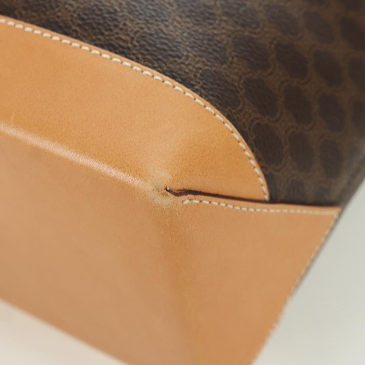 CELINE Macadam Canvas Tote Bag PVC Leather Brown Gold Auth 172793V