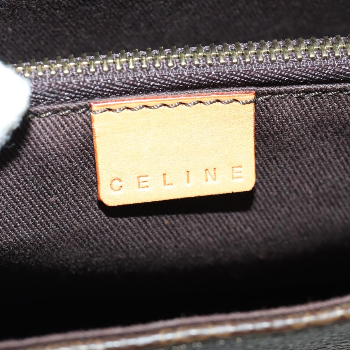 CELINE Macadam Canvas Tote Bag PVC Leather Brown Gold Auth 172793V