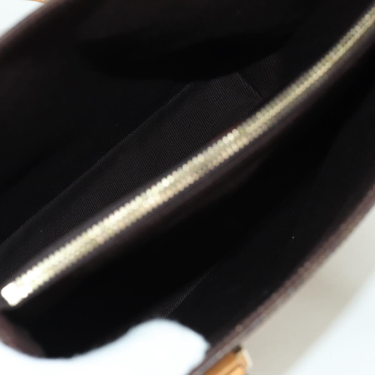 CELINE Macadam Canvas Tote Bag PVC Leather Brown Gold Auth 172793V