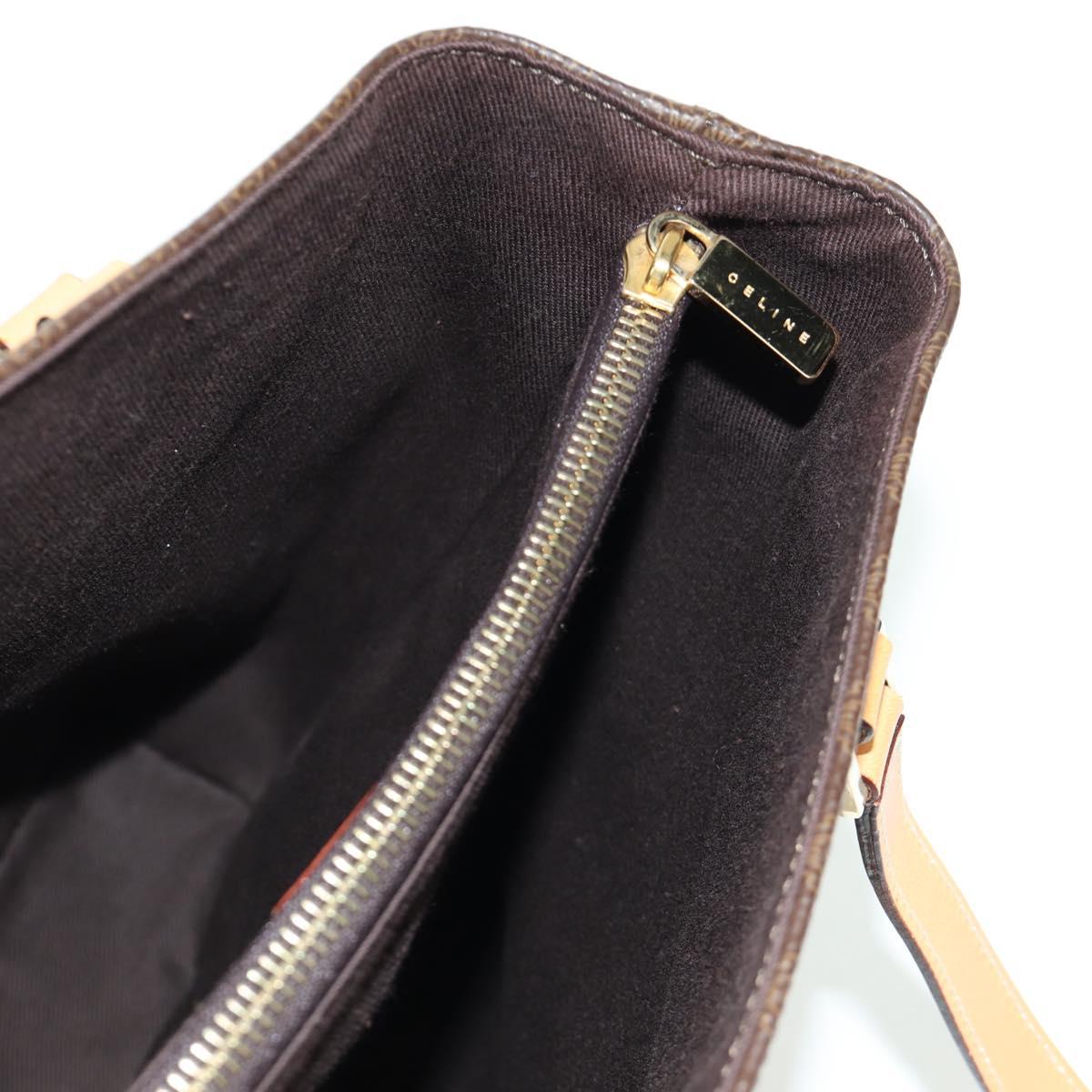 CELINE Macadam Canvas Tote Bag PVC Leather Brown Gold Auth 172793V