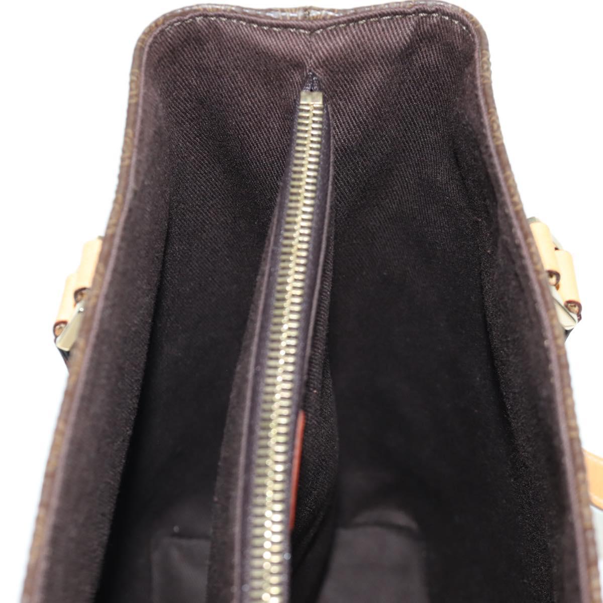 CELINE Macadam Canvas Tote Bag PVC Leather Brown Gold Auth 172793V