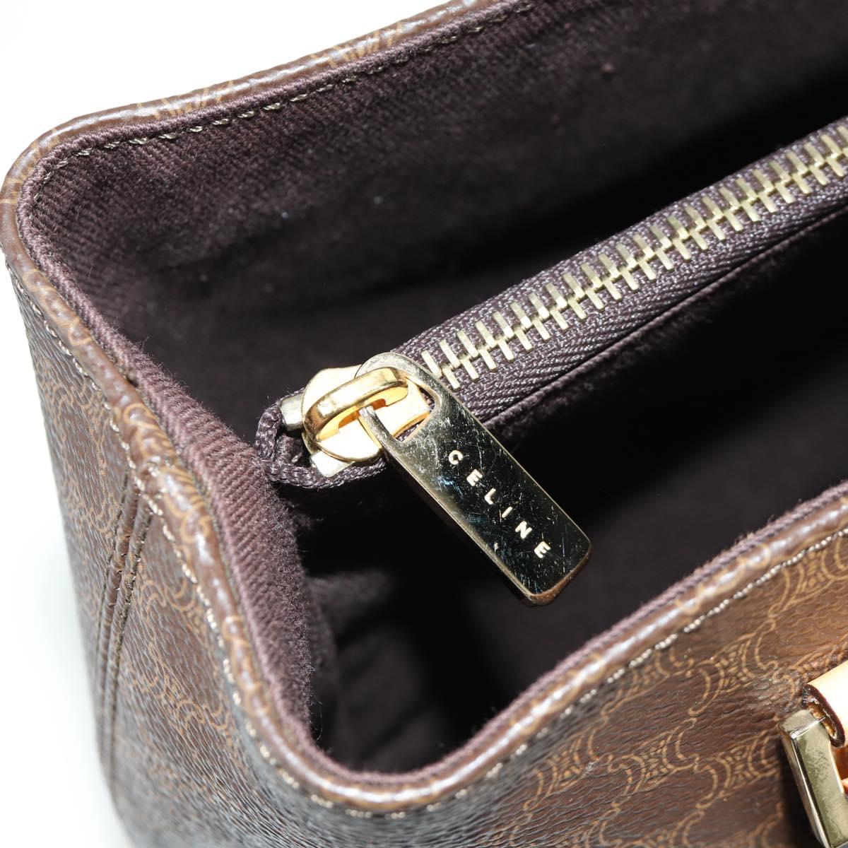 CELINE Macadam Canvas Tote Bag PVC Leather Brown Gold Auth 172793V