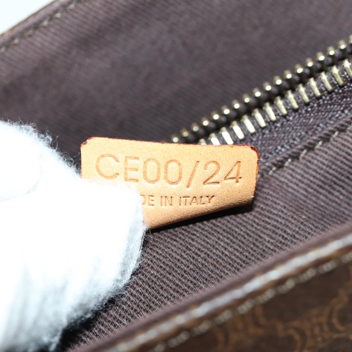 CELINE Macadam Canvas Tote Bag PVC Leather Brown Gold Auth 172793V