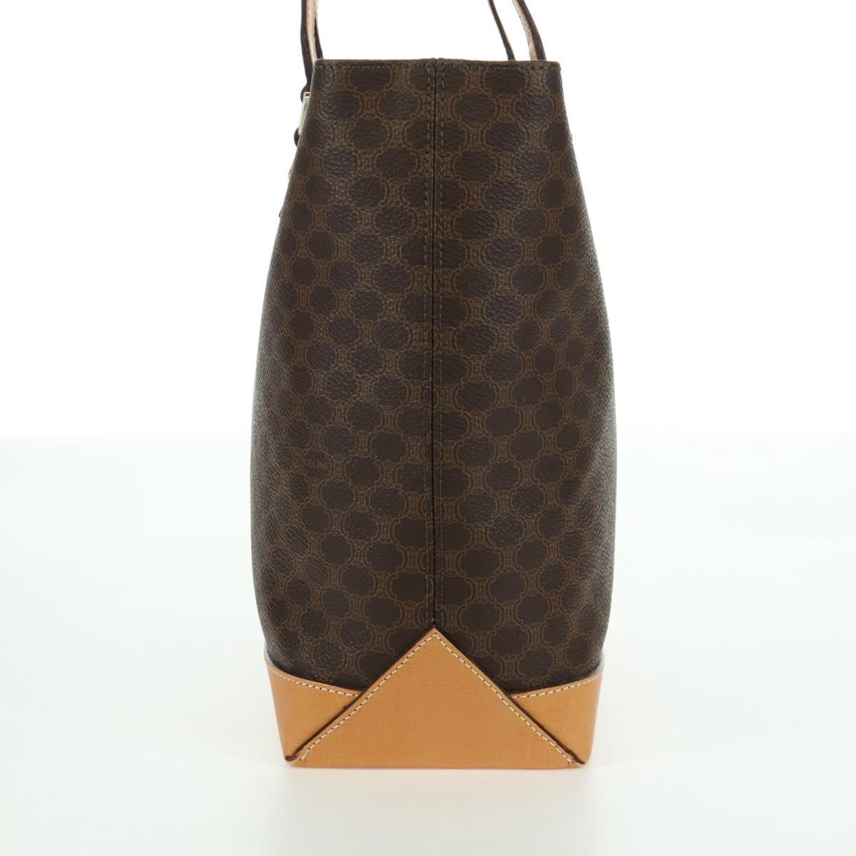 CELINE Macadam Canvas Tote Bag PVC Leather Brown Gold Auth 172793V