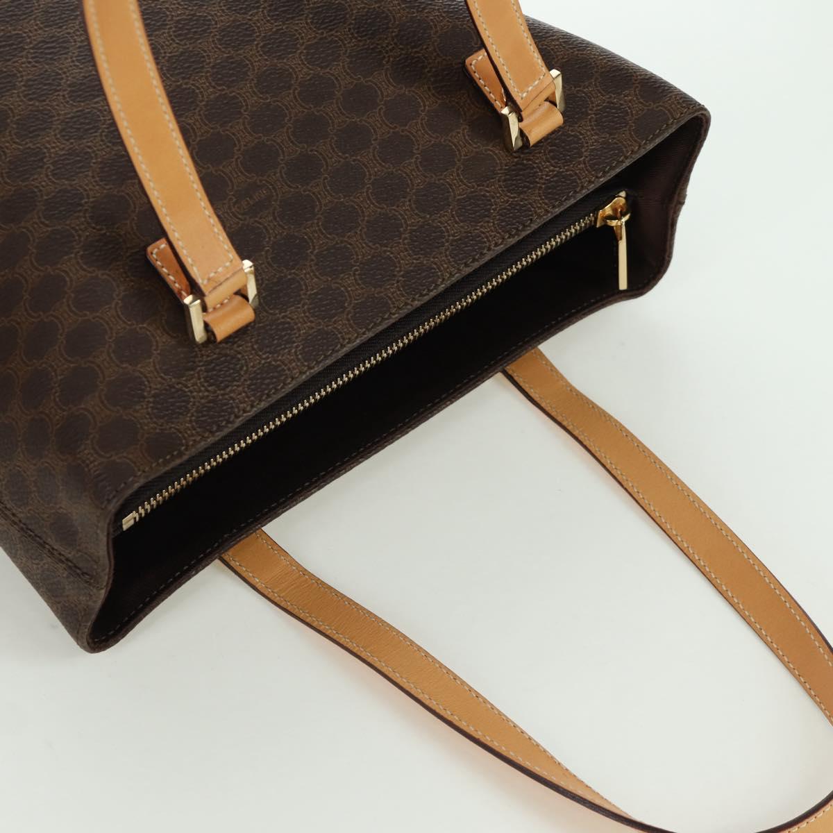 CELINE Macadam Canvas Tote Bag PVC Leather Brown Gold Auth 172793V