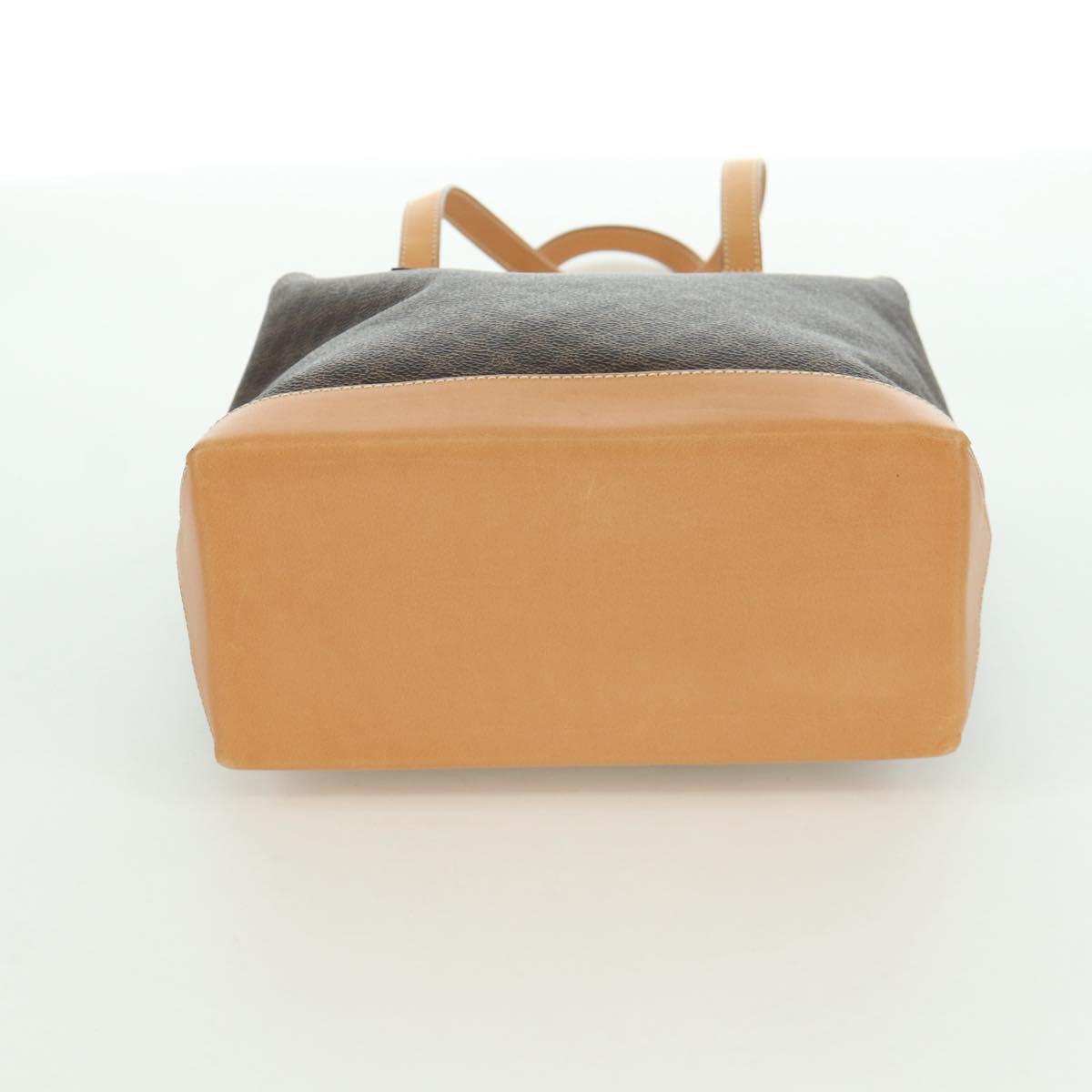 CELINE Macadam Canvas Tote Bag PVC Leather Brown Gold Auth 172793V