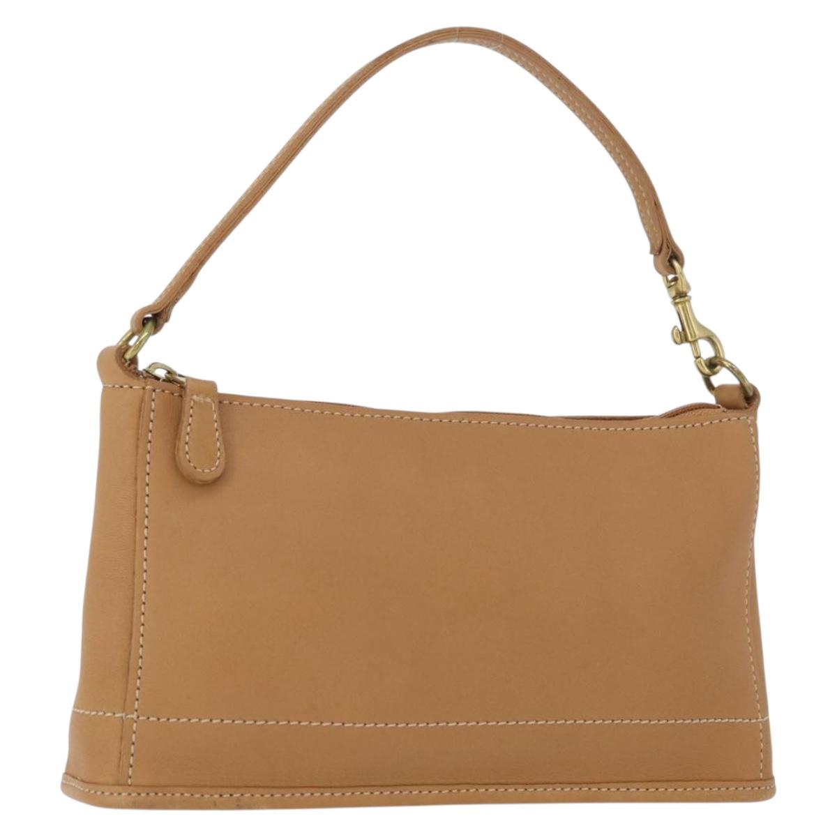 Coach Hand Pouch PVC Beige Gold Auth 172805