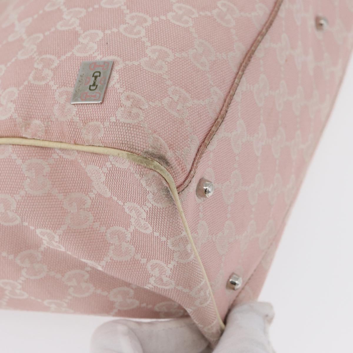 GUCCI GG Canvas Sherry Line Tote Bag Pink Silver 145758 Auth 172816