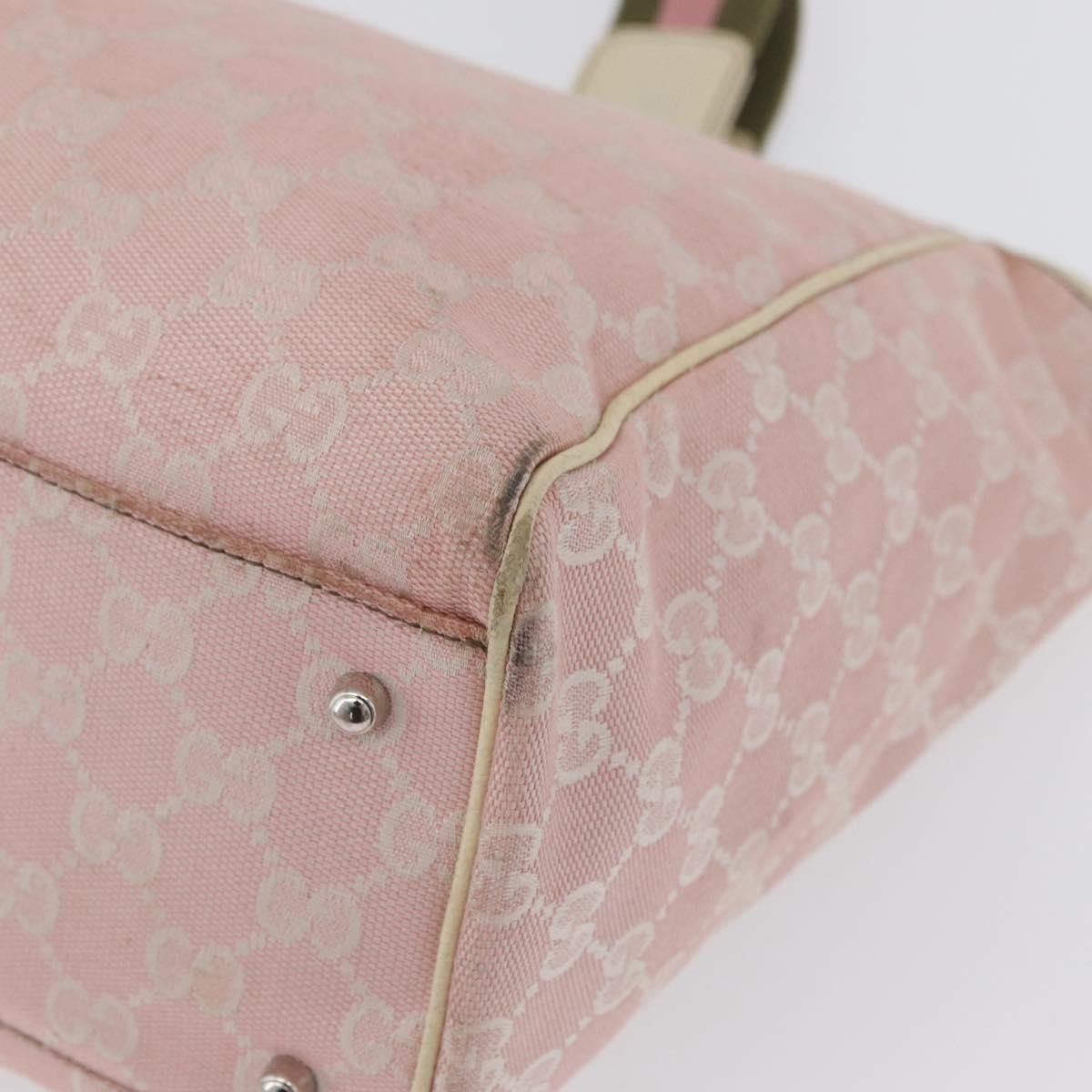 GUCCI GG Canvas Sherry Line Tote Bag Pink Silver 145758 Auth 172816