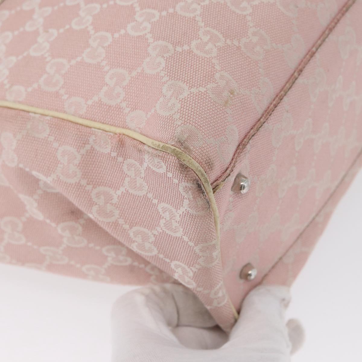 GUCCI GG Canvas Sherry Line Tote Bag Pink Silver 145758 Auth 172816