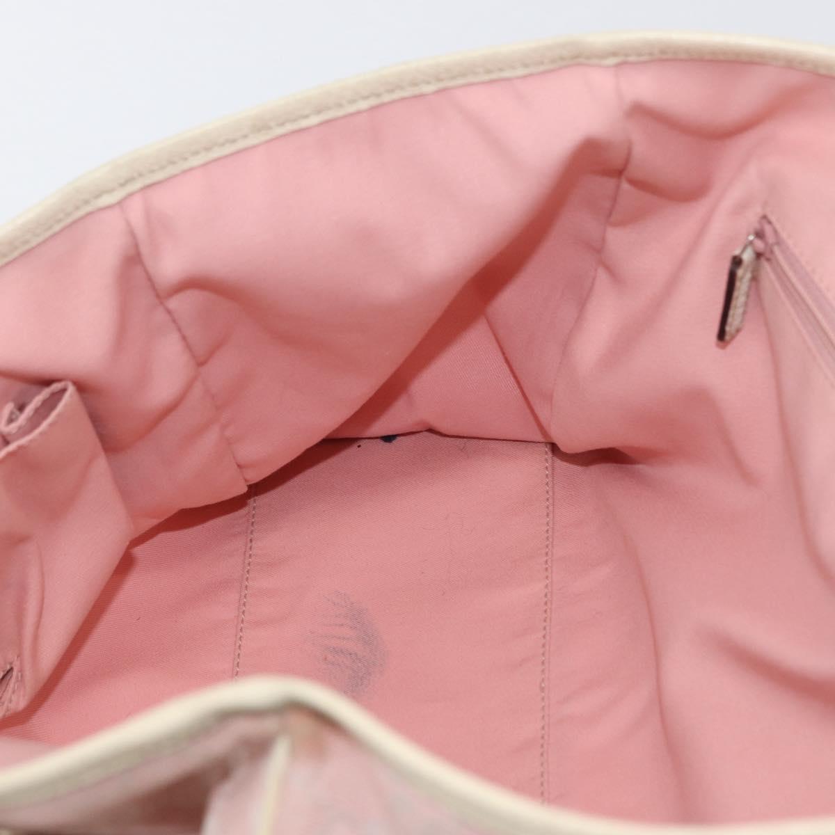 GUCCI GG Canvas Sherry Line Tote Bag Pink Silver 145758 Auth 172816