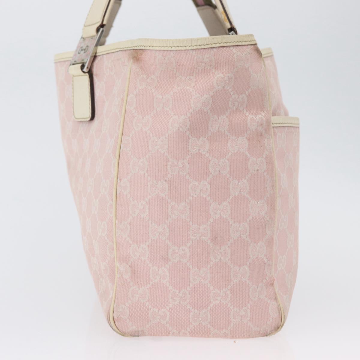 GUCCI GG Canvas Sherry Line Tote Bag Pink Silver 145758 Auth 172816