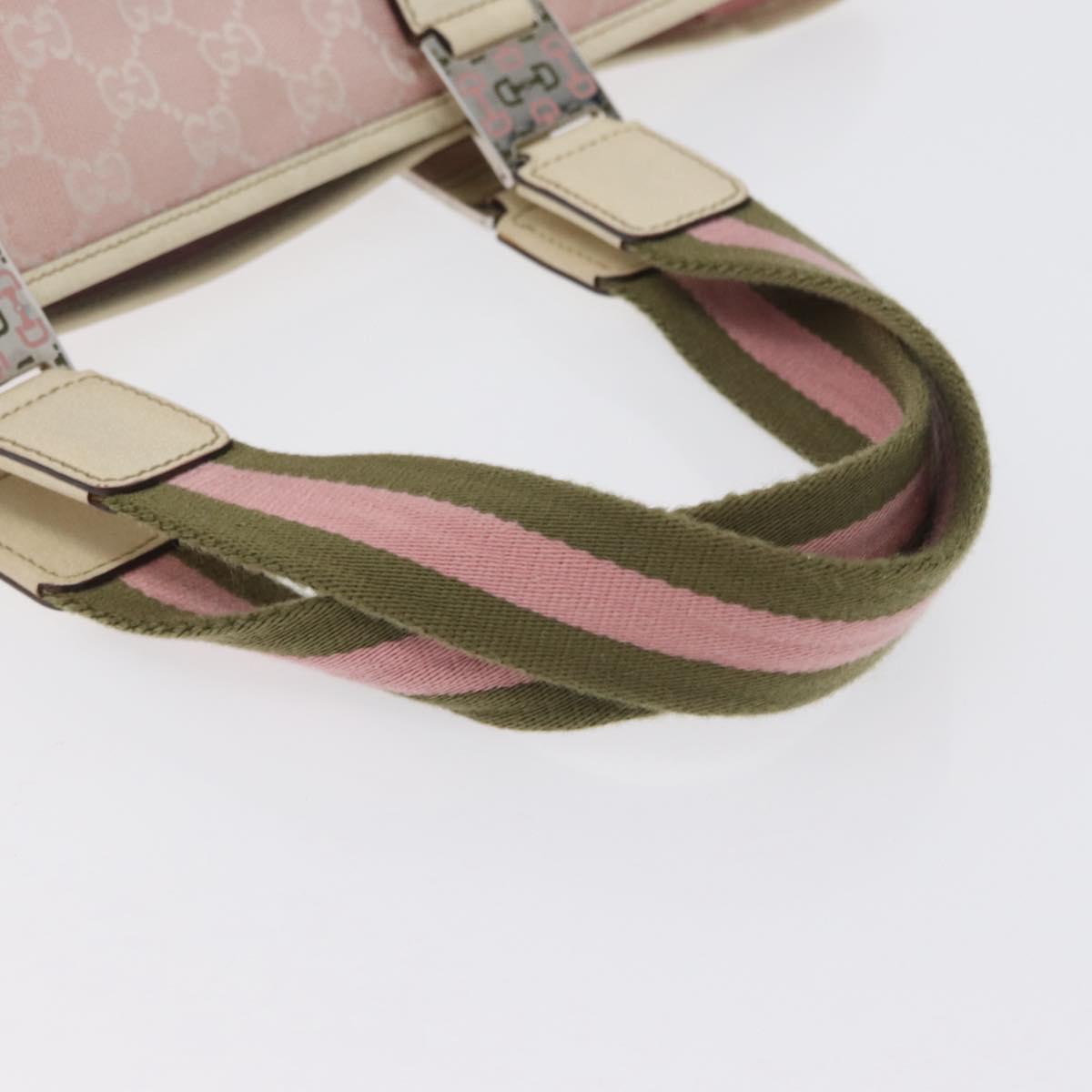 GUCCI GG Canvas Sherry Line Tote Bag Pink Silver 145758 Auth 172816